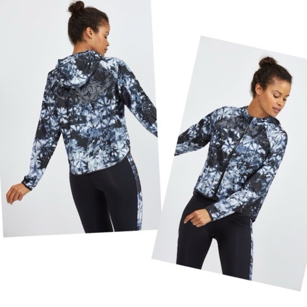ALALA Full Zip Mesh Hooded Crop Relaxed Woven Poly Sport Jacket USA MADE SMALL